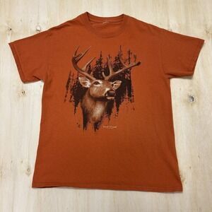 Lost Creek Shirt Mens Medium Orange Deer Buck Hunting Outdoor Tee T-Shirt